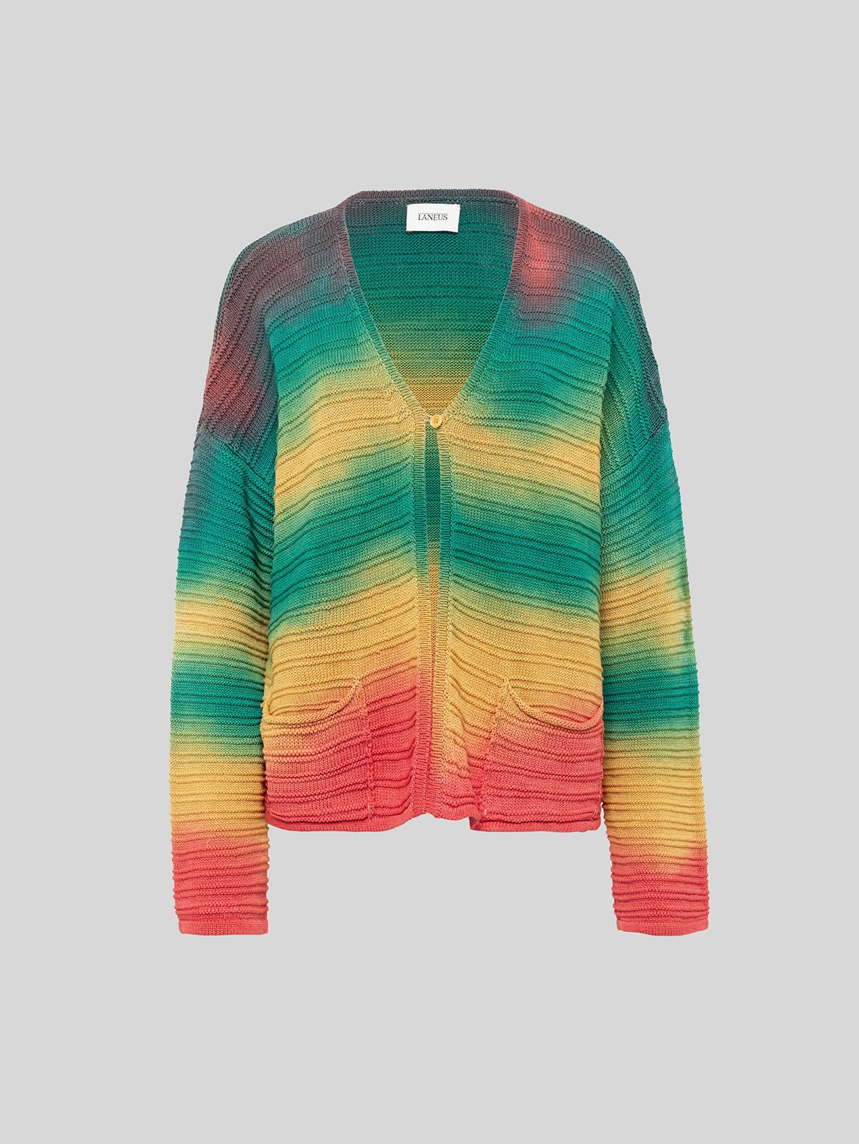 CARDIGAN OVER RAINBOW KNIT