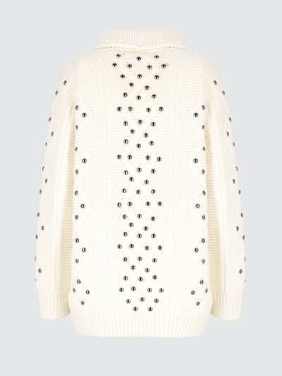 Giacca in lana intrecciata studs