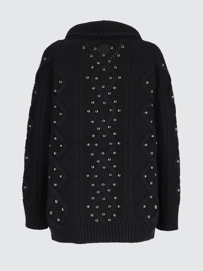 Giacca in lana intrecciata studs