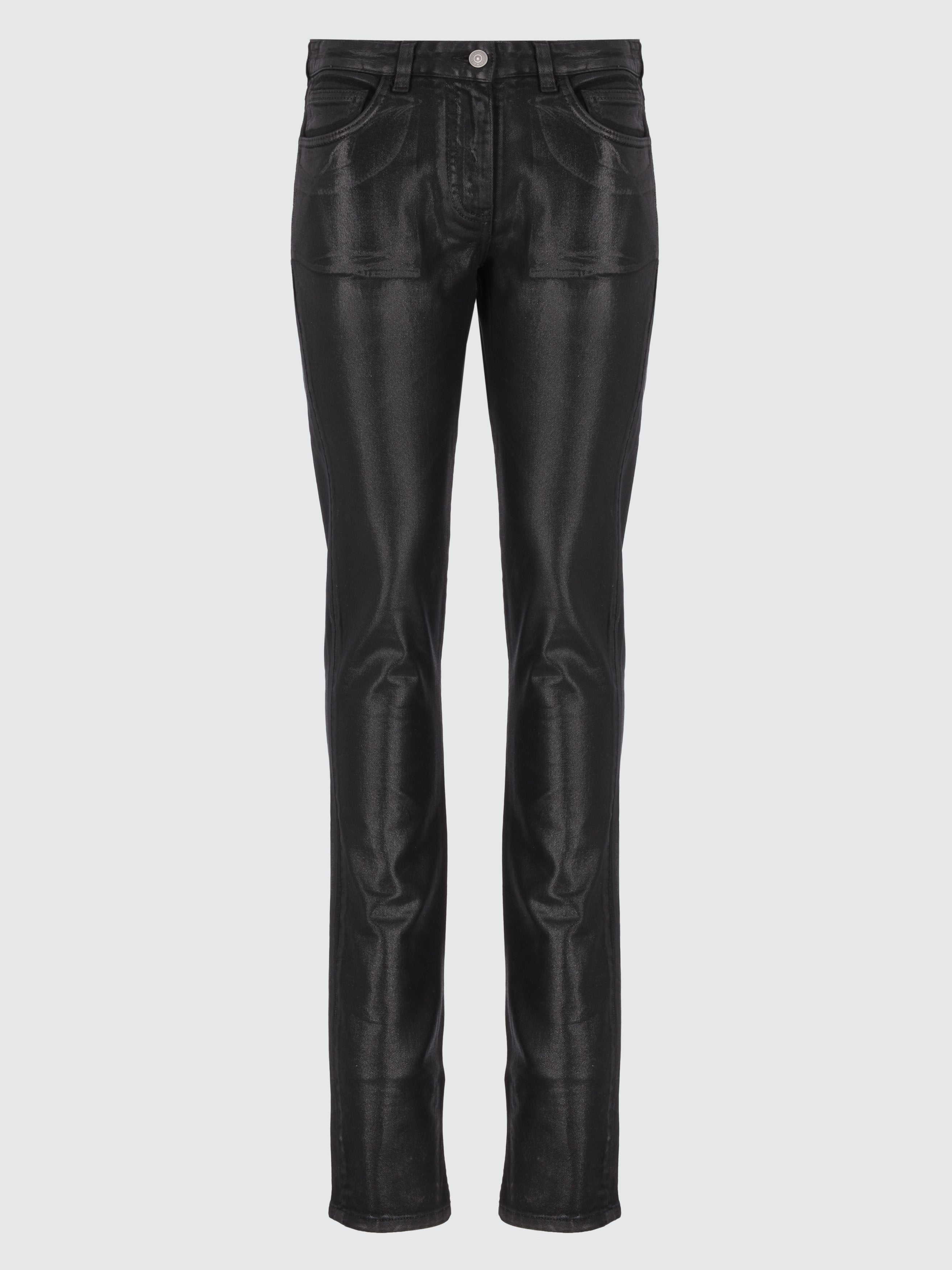 Jeans spalmati effetto pelle