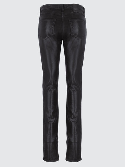 Jeans spalmati effetto pelle