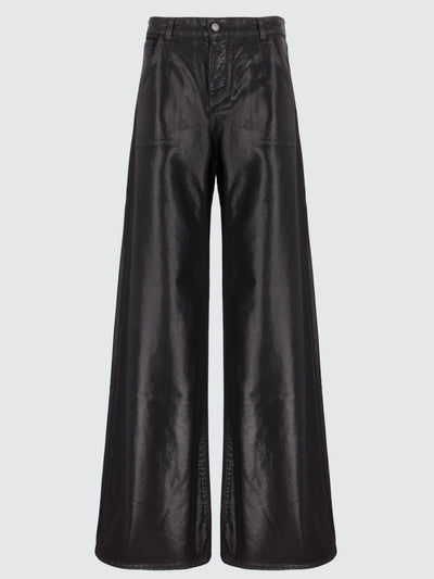 Jeans baggy spalmati effetto pelle