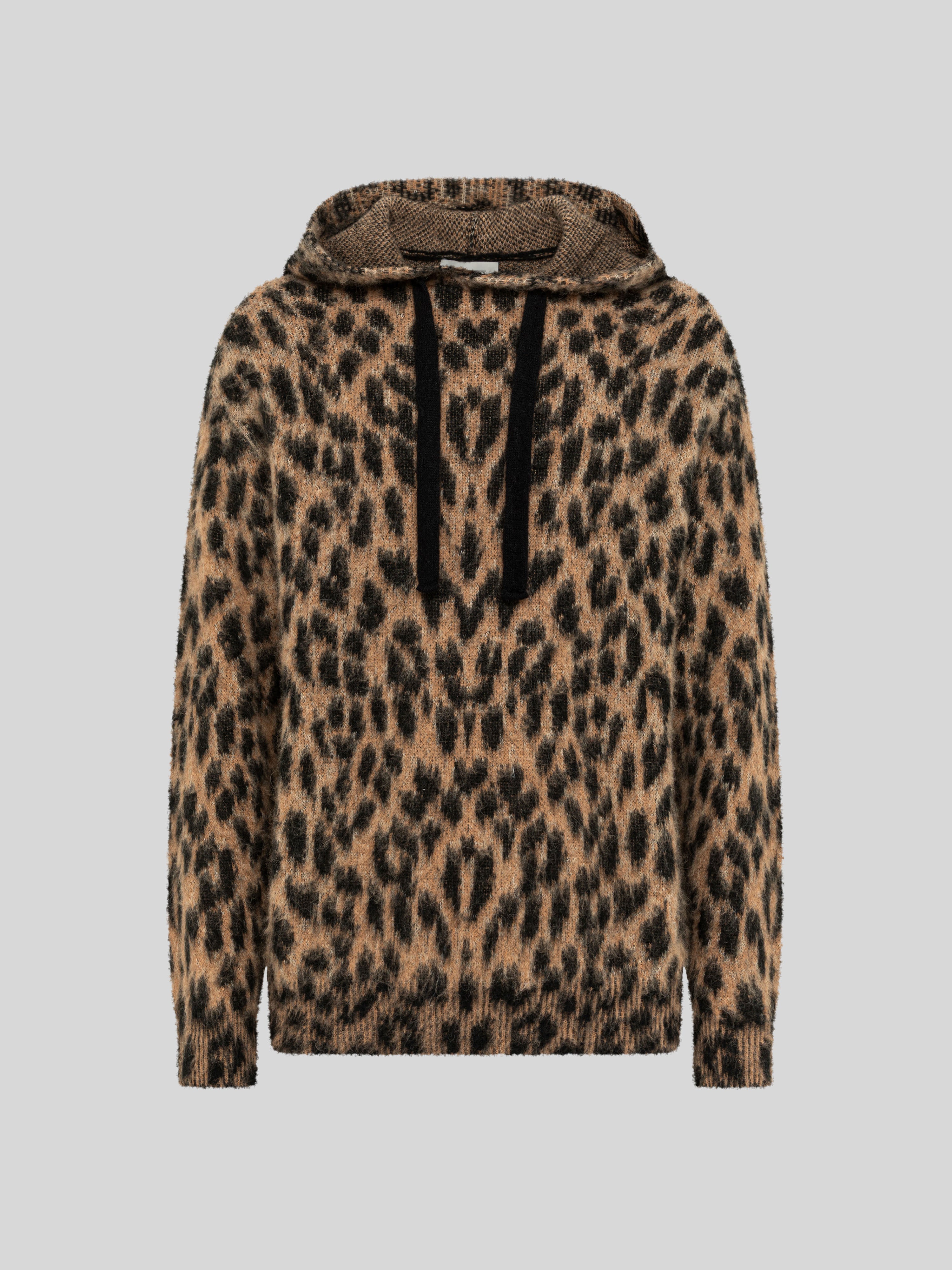 BRUSHED SPOTTED KNIT BOXY HOODIE