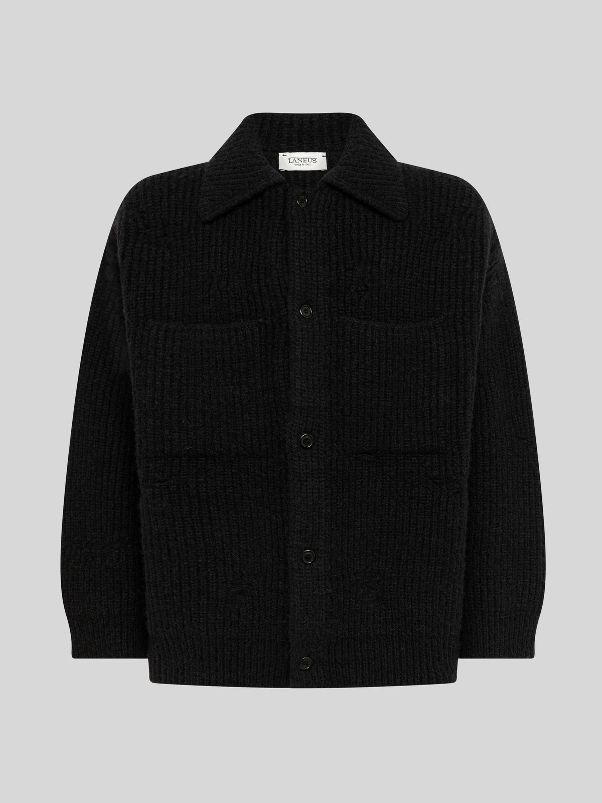 BOX-FIT JACKET IN DESTROYED ENGLISH RIB KNIT