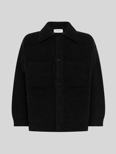 BOX-FIT JACKET IN DESTROYED ENGLISH RIB KNIT