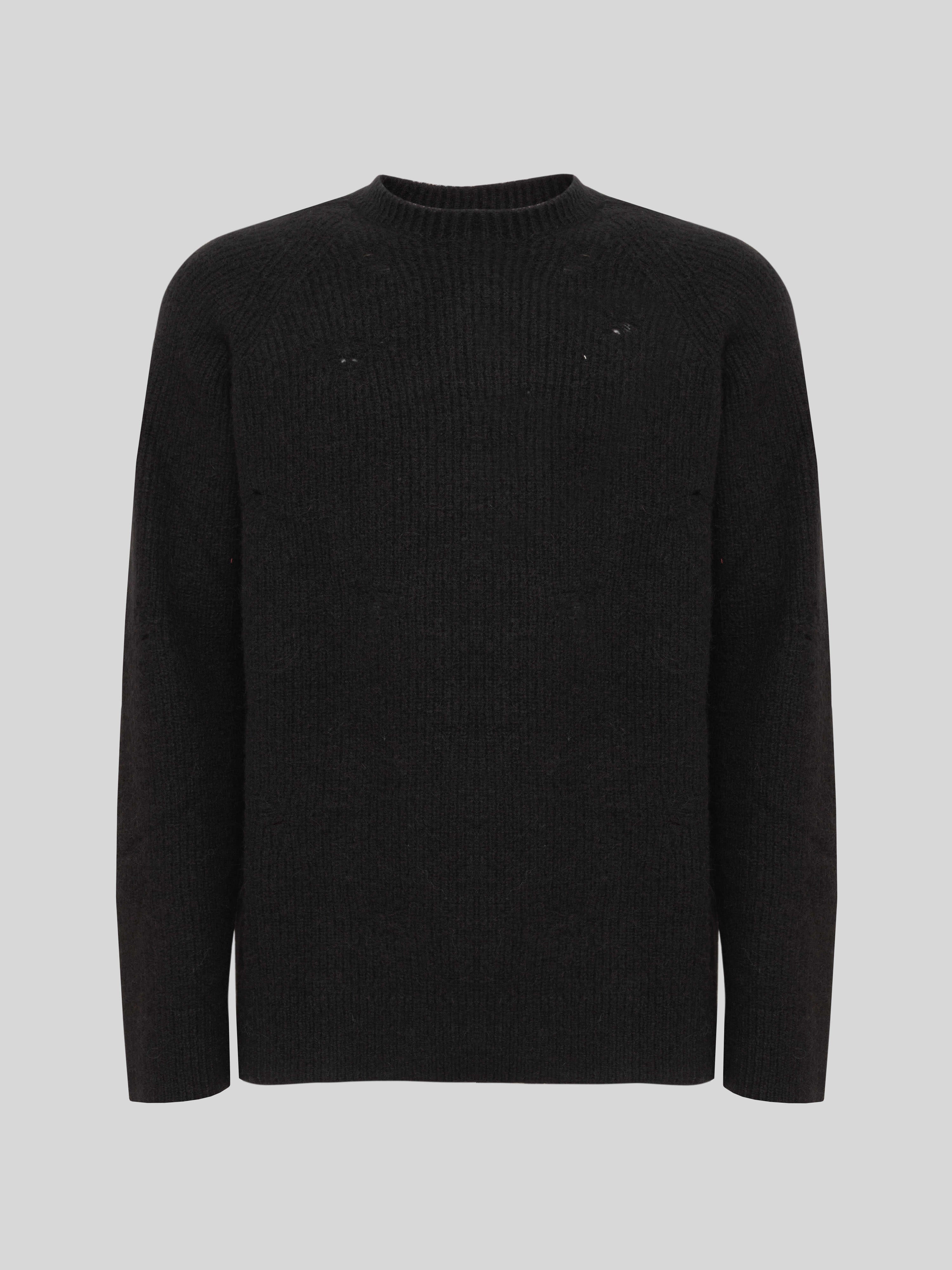 DESTROYED ENGLISH RIB KNIT BOXY CREWNECK