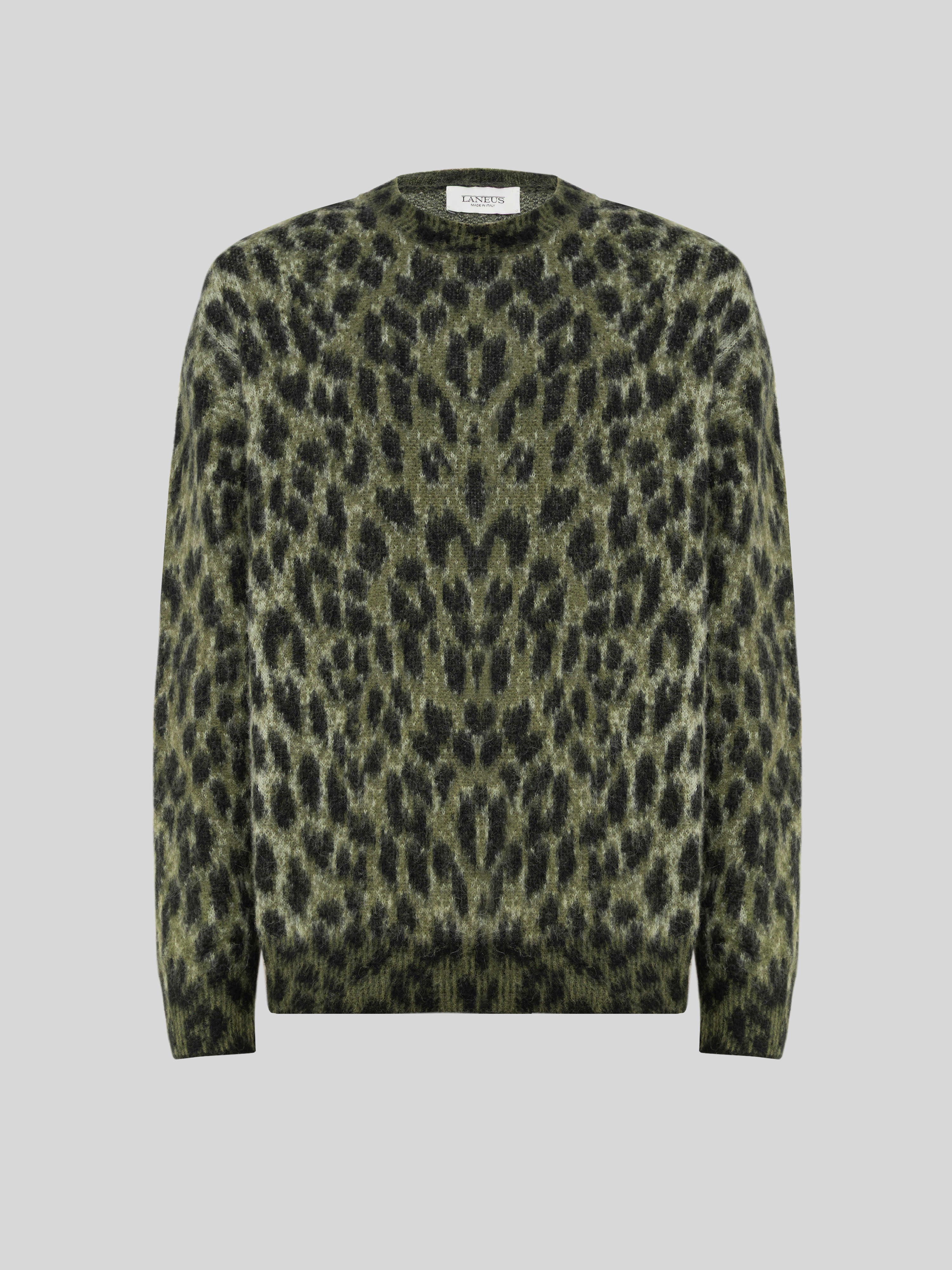 BRUSHED SPOTTED KNIT BOXY CREWNECK