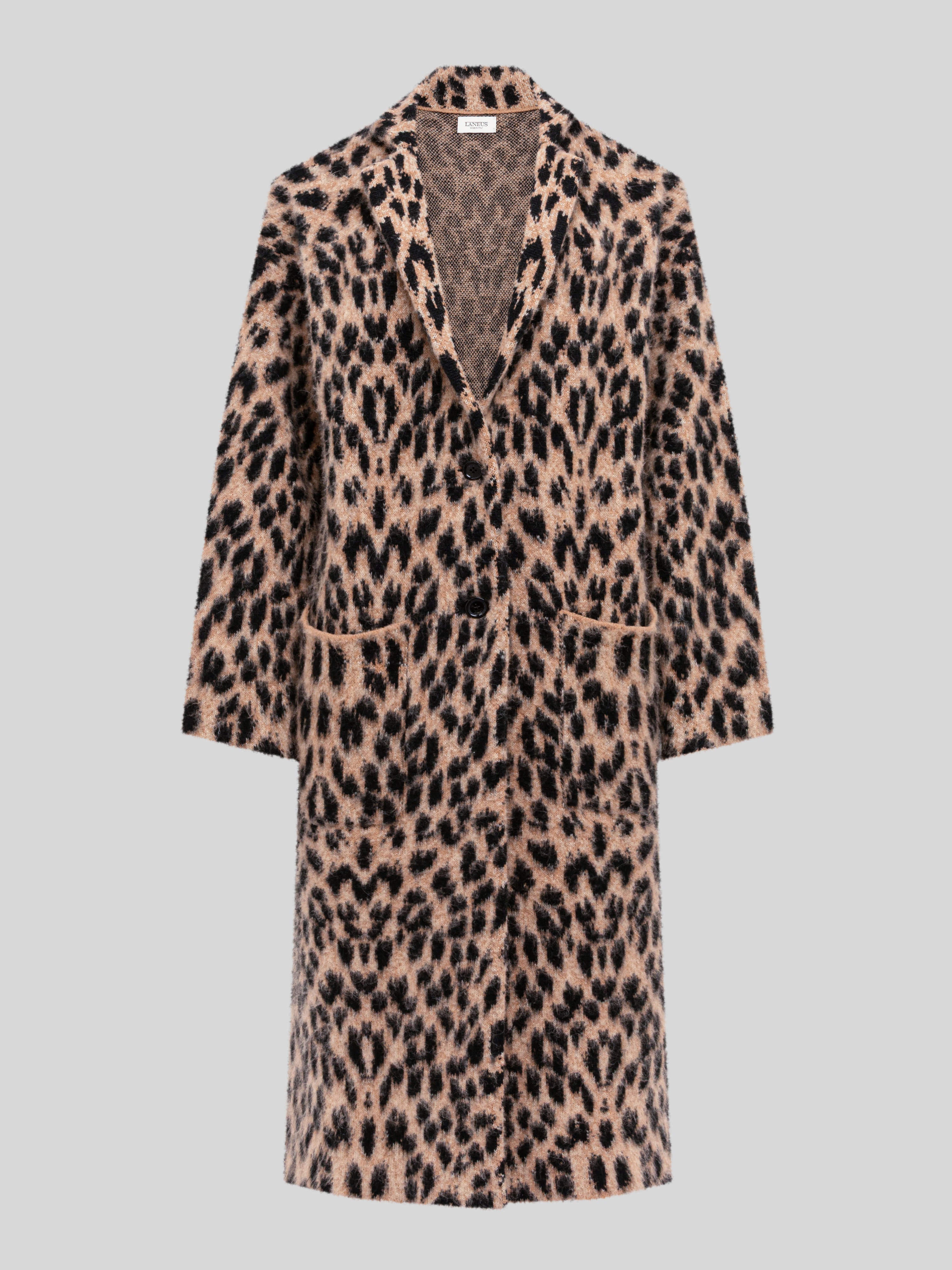 BRUSHED SPOTTED KNIT OVERCOAT