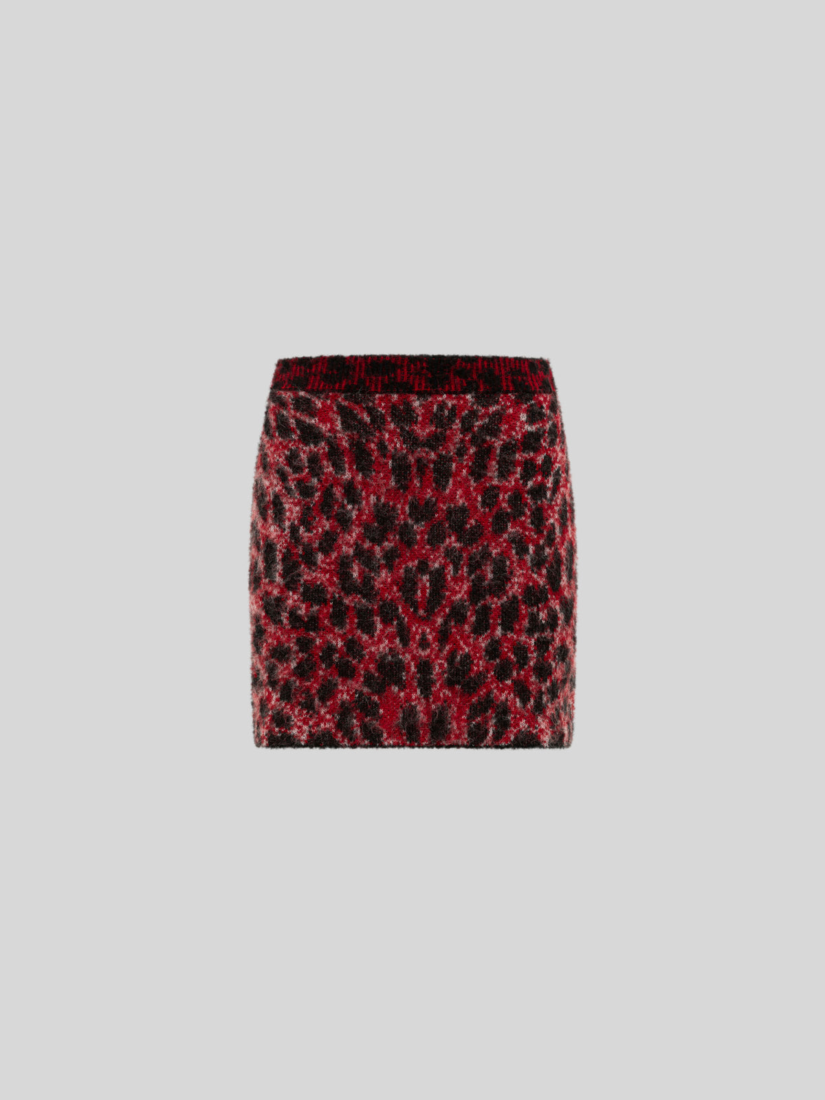 BRUSHED LEOPARD PRINT KNIT SLIM FIT SKIRT