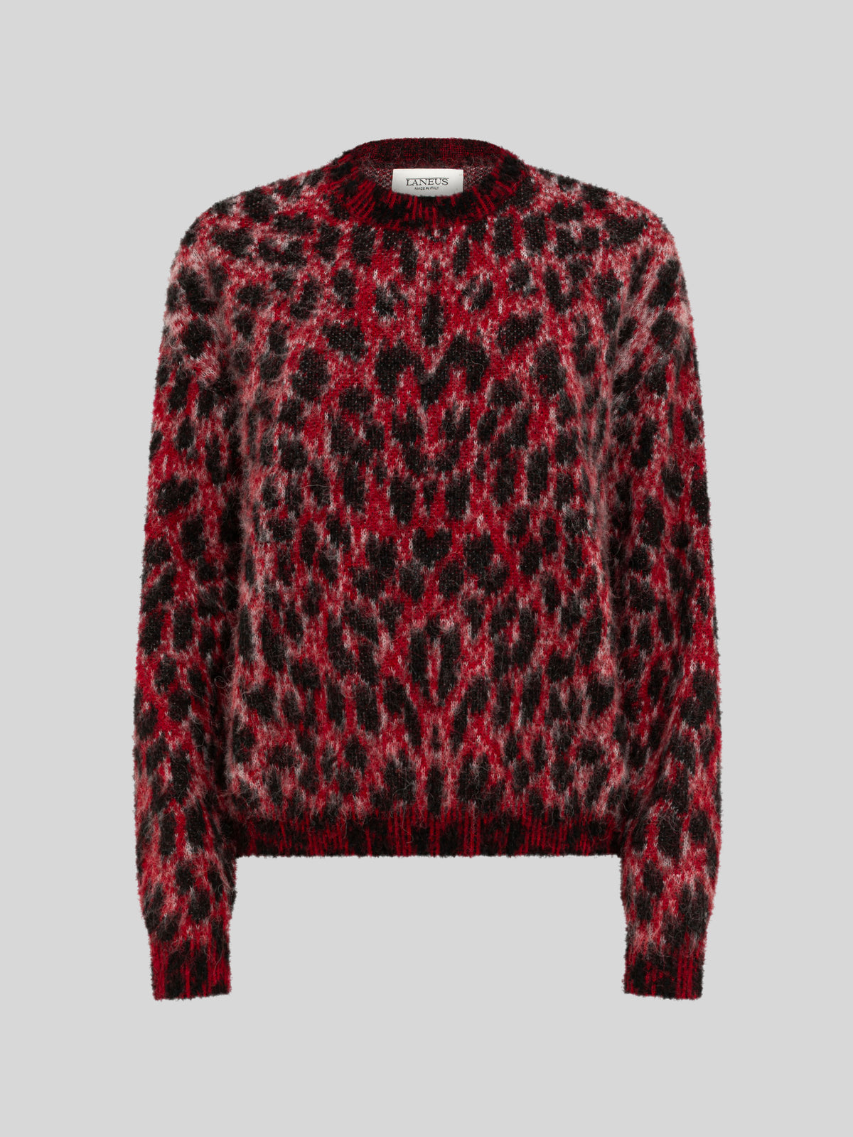 BRUSHED SPOTTED KNIT CROPPED CREWNECK