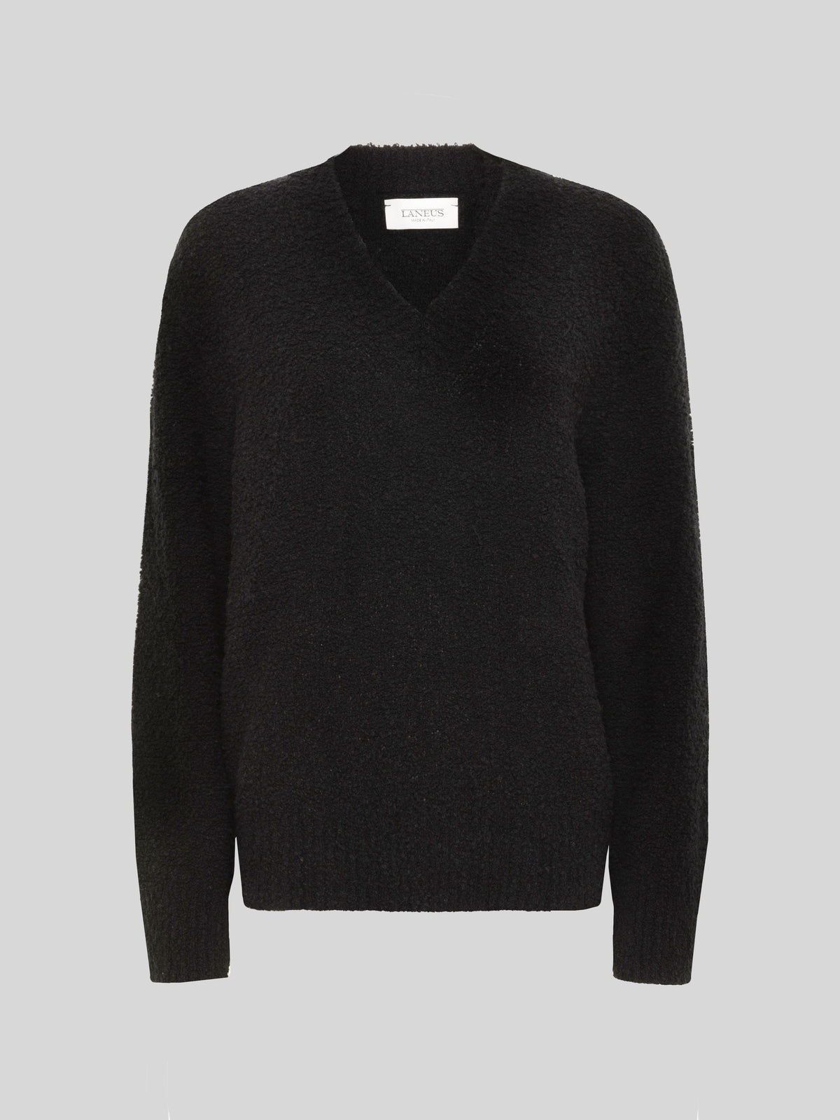 V-NECK BOXY SWEATER IN SOFT TEXTURED YARN